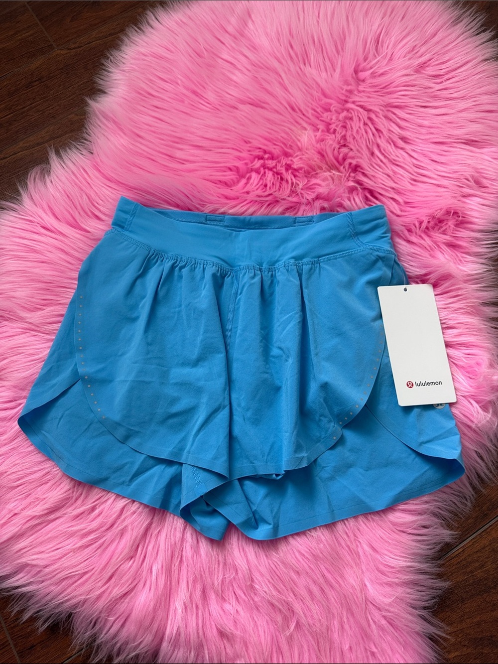 Size L lululemon fast and free high rise split short 3” ocean wave NWT